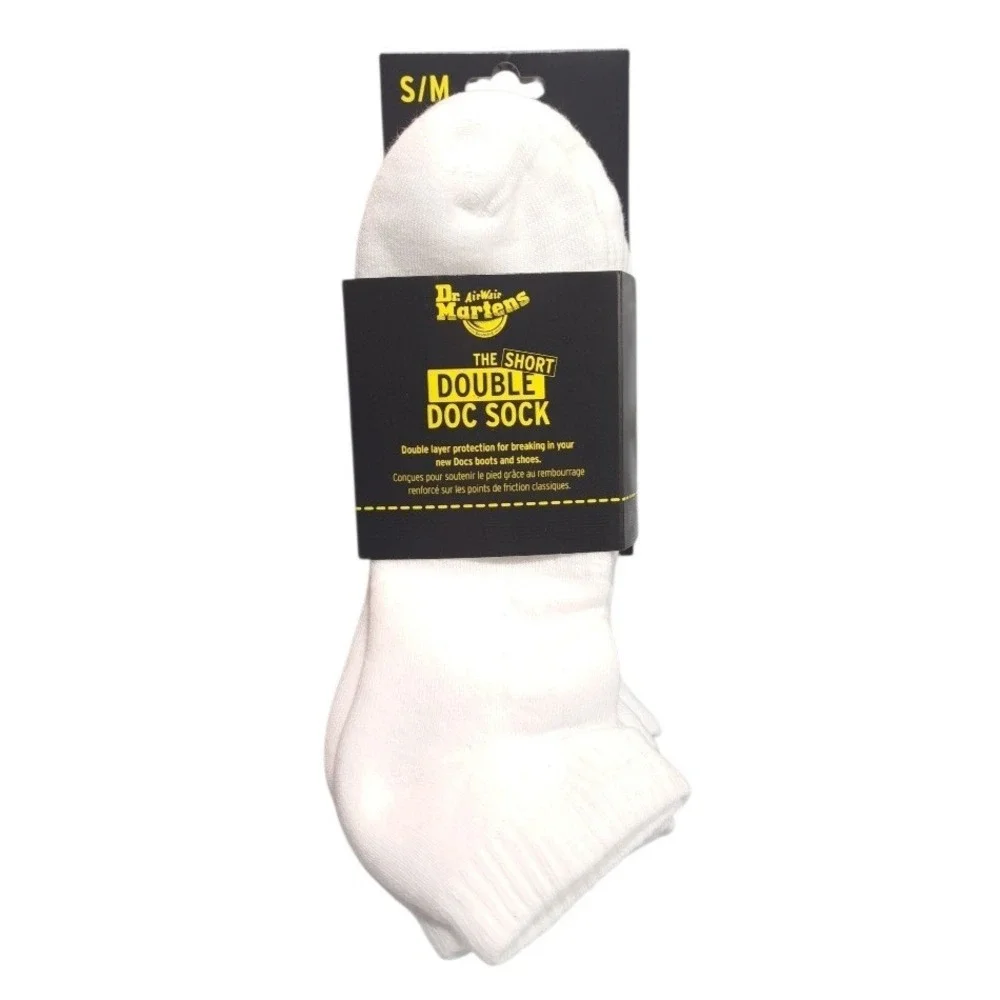 3-Pairs Dr. Martens The Short Double Doc‎ Socks Low Cut White Size S/M